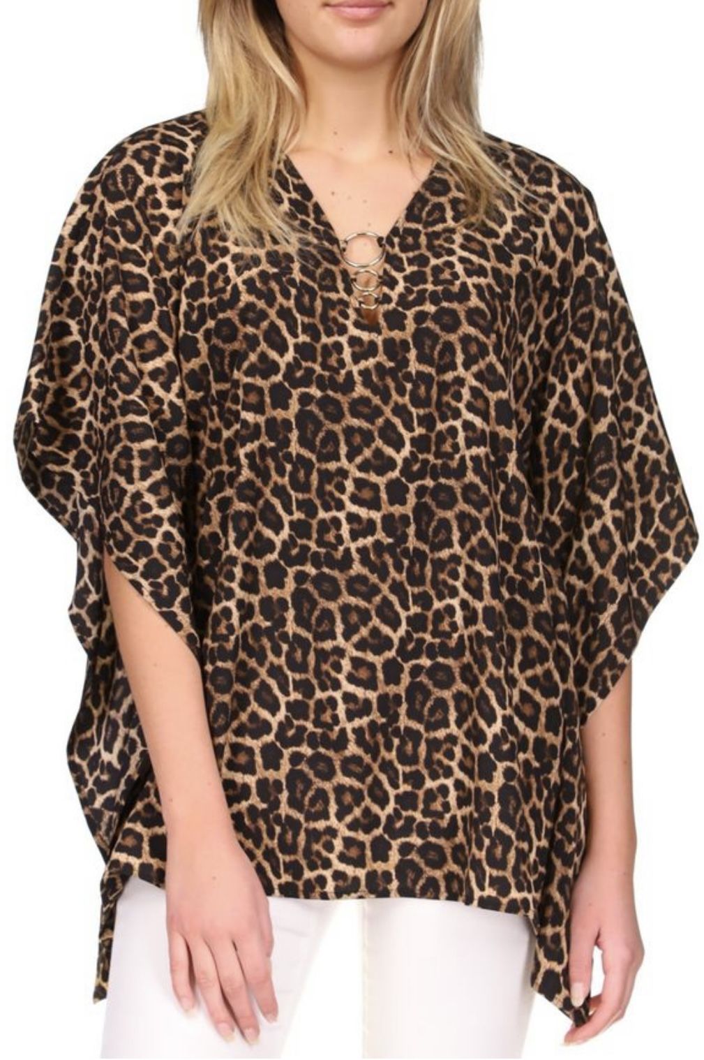 Michael Kors Animal Print Poncho Top
