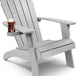 YEFU Oversized Plastic Adirondack Chair with Cup-Holder (Large Dual-Purpose), Weather Resistant, Po