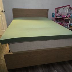 Ikea Full Size Bed W/topper/metal Bed Frame/mattress 