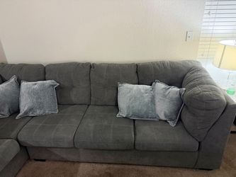L shape couch dark grey