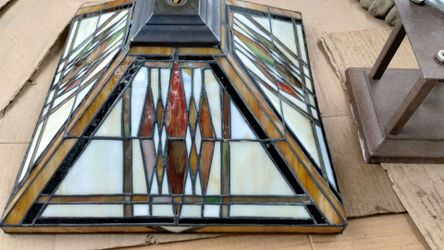 Original vintage Dale Tiffany ceiling lampshade and light assembly