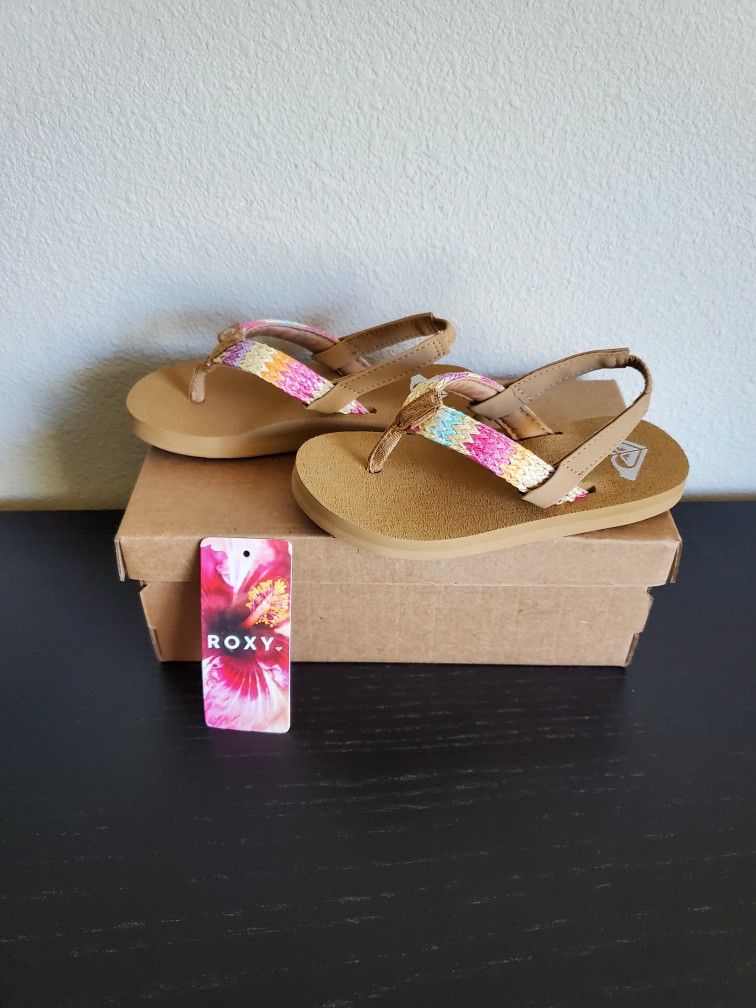 New Roxy Porto Slingback flip flop sandals size 8 to 10 girls