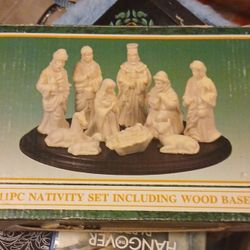 11-Piece Nativity Set with Wood Base