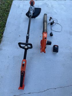 BLACK+DECKER LST400 20V MAX*  12in Trimmer & LSW20 20V Blower, Battery/charger. Comes with the charger and a 4amp battery. All work perfectly and will