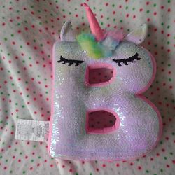 17" Justice Letter B Reversible Sequin Unicorn 🦄 Pillow