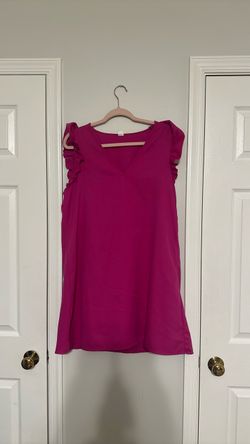 Magenta Ruffle Sleeve Mini Dress