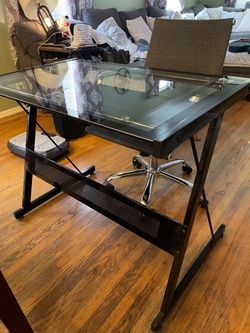 Glass desk with chair