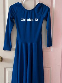 Girls Blue Long Sleeve Dance Dress Size 12