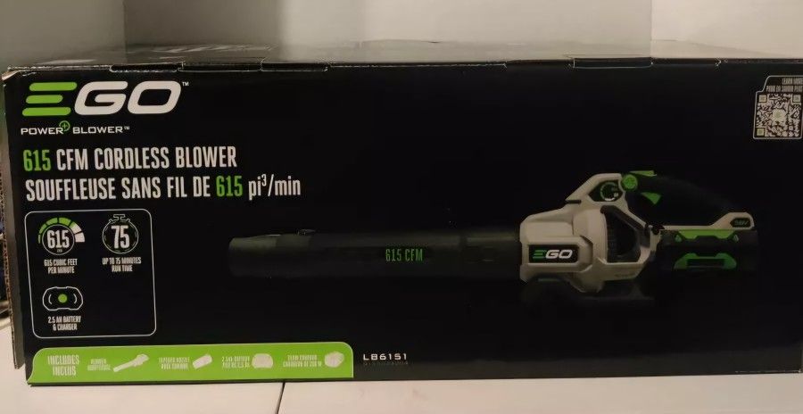 EGO Power+ 615CFM Leaf Blower, 2.5ah Battery & Charger