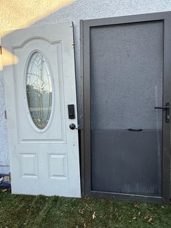 36” x 79” Exterior Front Door + Matching Security Screen Door