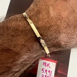 18K Solid Gold Bracelet For Wedding 5.9Gr 7.25 Inches Long 