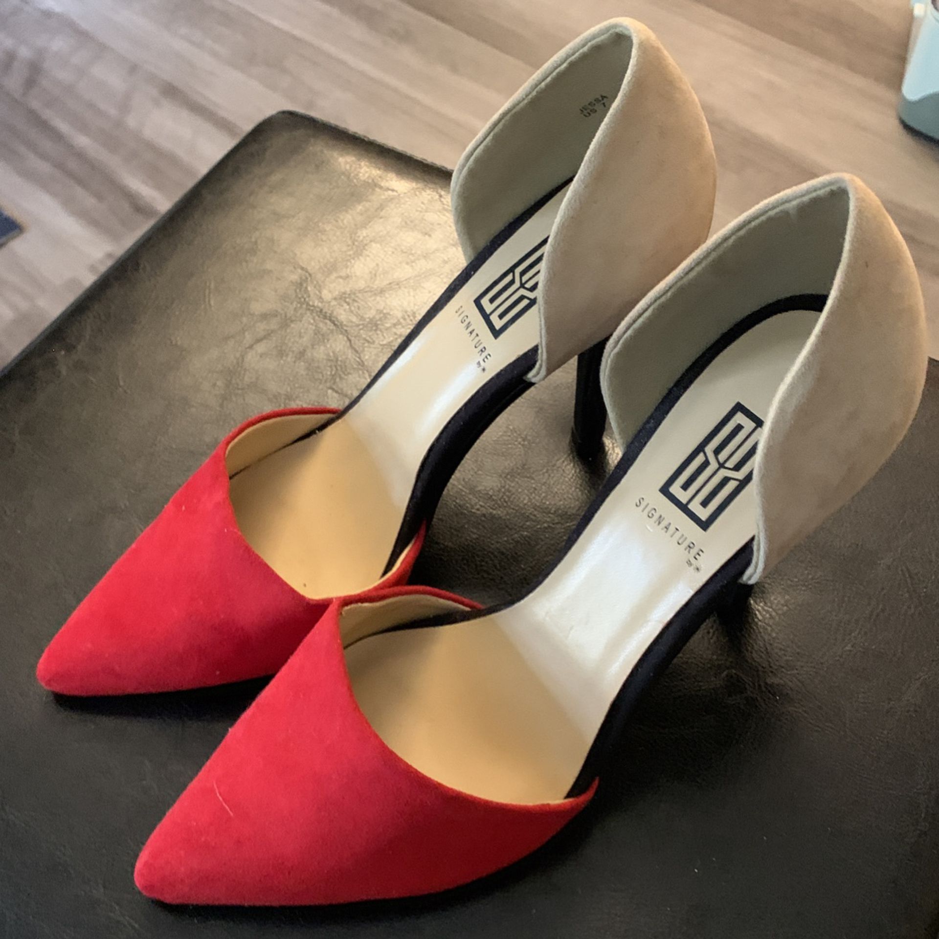 4” Heels - Size 7 - Red And beige
