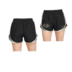 NEW Nike Women's Dri-FIT Tempo Brief-Lined Graphic Running Shorts size M Black