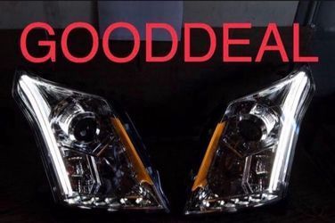 #OH45 FIT 2011-2016 Cadillac SRX Projector Chrome LED Bar DRL Halogen Headlight Head Lights Pair Set Lamp