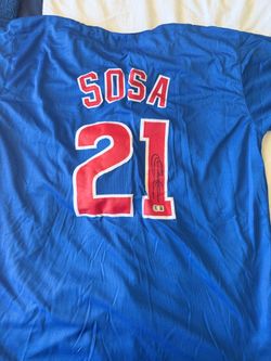 Sammy Sosa Signed Chicago Cubs Custom Jersey Beckett Witness BAS COA