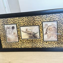 Framed Artwork Lion Big Cats 24”13,5