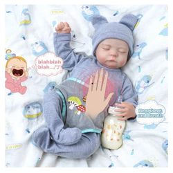 JIZHI 17'' Interactive Reborn Doll-3 in 1 Lifelike Reborn Baby Dolls with Heartbeat and Coos - Breathable Realistic Newborn Baby Dolls Soft Cloth Body