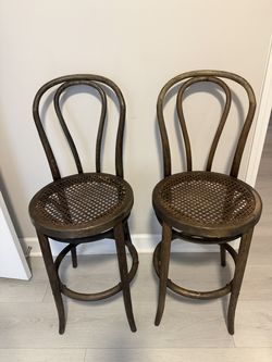RH Weathered Oak Drifted French Cafe Bar Stools Bentwood