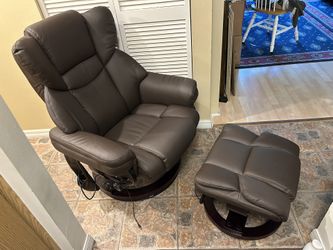 HOMCOM Brown Reclining Swivel Massage Chair