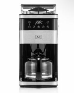 Used like new Melitta Aroma Fresh Plus 10c Drip Coffeemaker with Coffee Grinder: Stainless Steel, Digital Display, Automatic Shut-Off