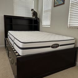 Cappuccino Storage Full Size Bedset with Mattress