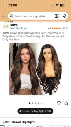 Brown Highlight Synthetic Lace Front Wig, #12
