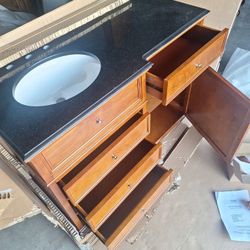 Bathroom Vanity 48" Vanity With Real Marble Top Black