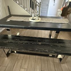 Beautiful Black Table And Bench 