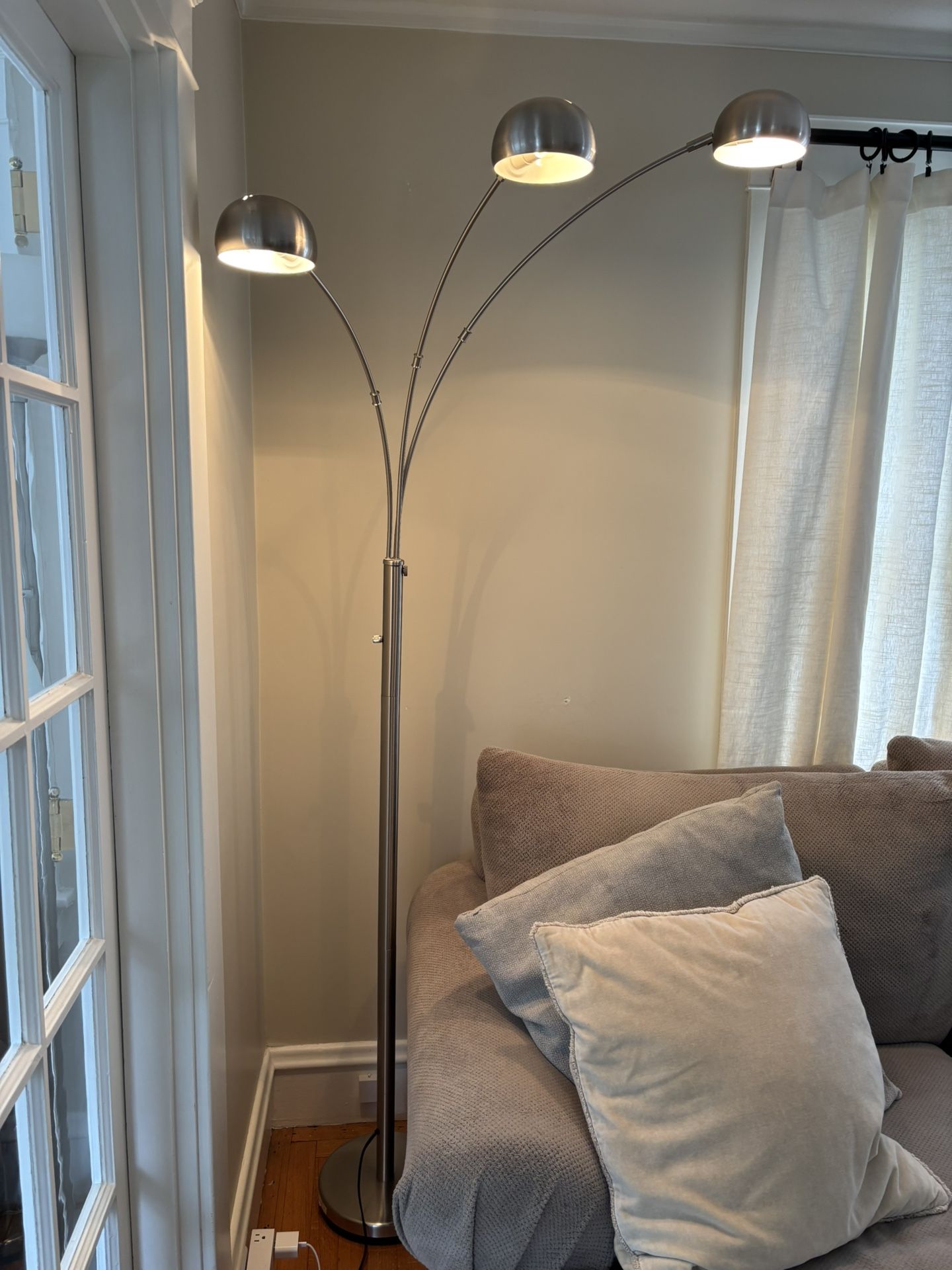 84 Inch Brushed Steel Floor Lamps With Adjustable Arc