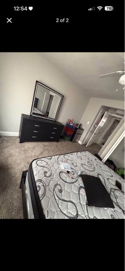 Black Bedroom Set with Dresser and Mirror