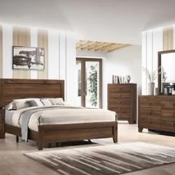 New Queen 4pc Bedroom Set (bed Frame, Dresser, Mirror & Nightstand)