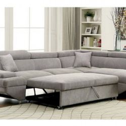 Gray Sectional Sofa With Pullout (Free Delivery)