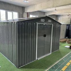 New in box 8’L X 10’W X 6’H galvanized steel metal storage shed outdoor garden (Need Assemble)
