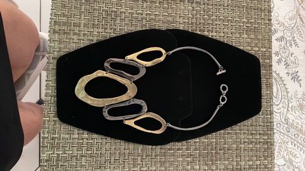 Vintage abstract metal bib necklace
