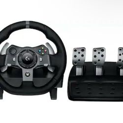 Logitech steering, pedals, and gear knob