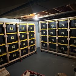 Totes storage shelving.