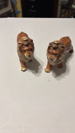 Mid century modern ceramic lions