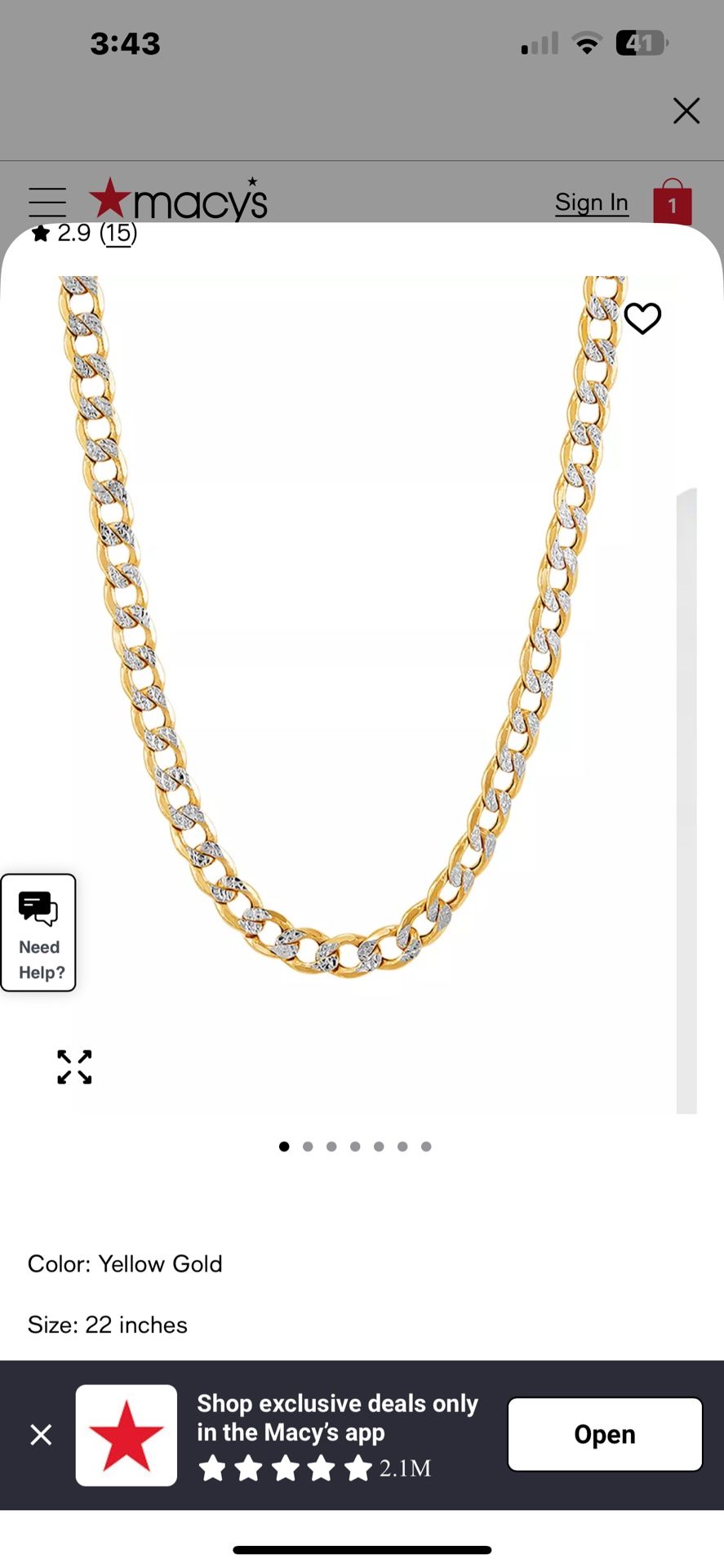 10 Karat Two-Tone Gold 22 Inch Curb Chain