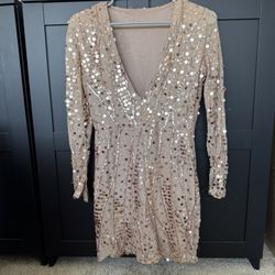 Sequin Dress With Split Sleeves