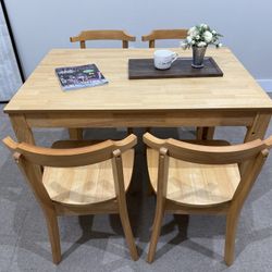Brand new 5-Piece Scalable Dining Table Set, with Wheel Kitchen Table and 4 Dining Chairs, Farmhouse