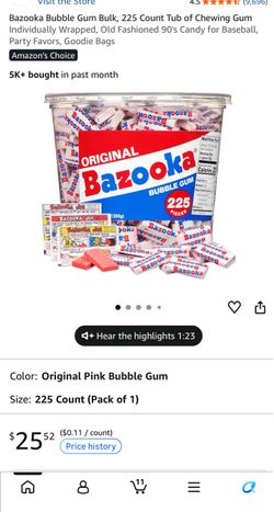Bazooka bubble gum tub 225 pieces