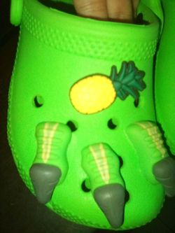 Green dinosaur Crocs  8c