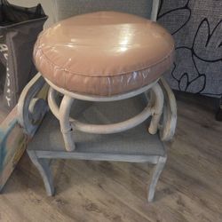 Small Round Bamboo Stool 17w 13 H Has Plastic Protection Cover Great For Kids Room Or Footstool 35 Obo