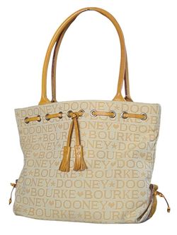 Dooney & Bourke Yellow Large Tassel Top Zip Tote Shoulder Bag