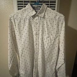 White Polka Dot Button. Up (M)