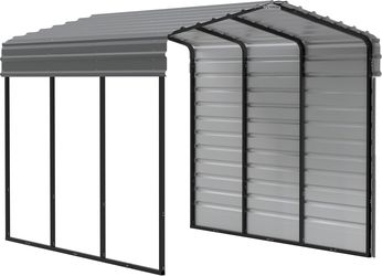Arrow Carports Galvanized Steel Carport, with 1-Sided Enclosure
