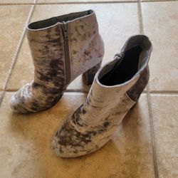 Silver Suede Heel Boots 6.5