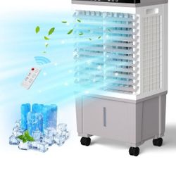 LifePlus Evaporative Air Cooler, 1800CFM Windowless Air Conditioner Portable for Large Room Commercial Garage Outdoor, 3 In 1 Swamp Cooler with Remote