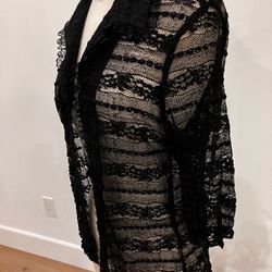 Vintage Black Lace Sheer blouse top Cardigan jacket