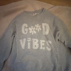 Sweatshirt Good Vibes Grey White Text 